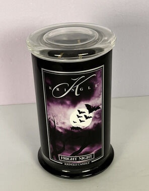 Kringle Candle Fright Night Halloween 22 oz 2 Wick Black Wax Bats Rare Ltd Ed